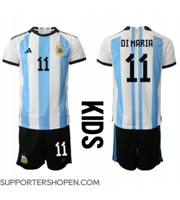Argentina Angel Di Maria #11 Hemmatröja Barn VM 2022 Kortärmad (+ korta byxor)